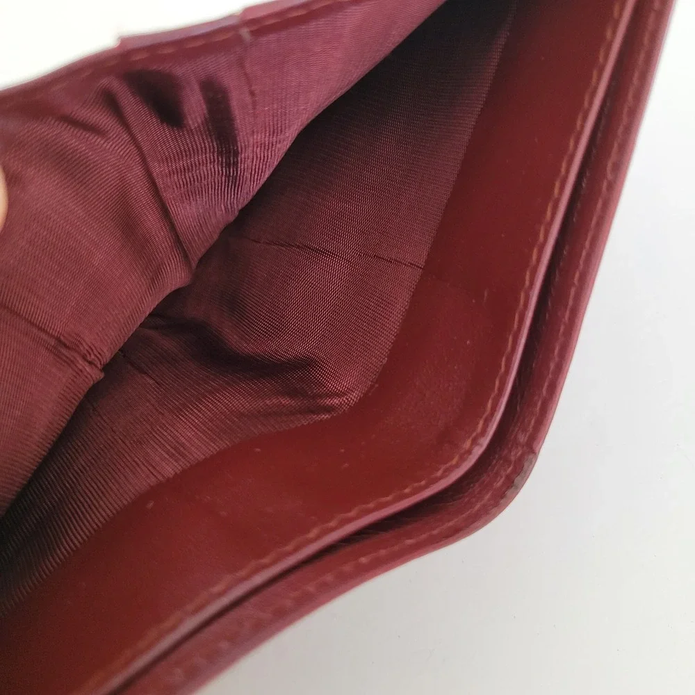Cartier Must de Cartier Bifold Wallet Burgundy Leather Gold Corners Italy